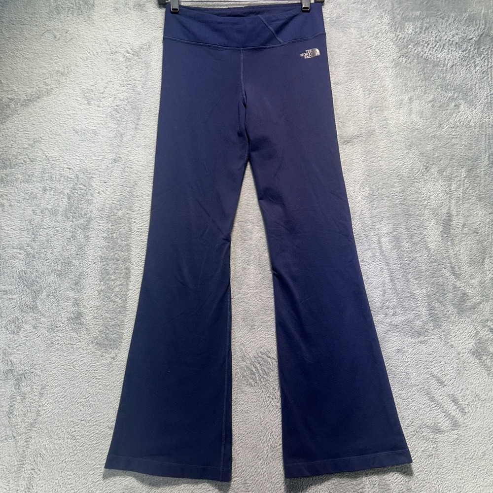 The North Face Womens Navy Blue Supplex Flared Yoga Pants Leggings Size S Wide